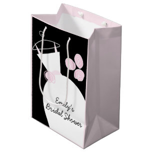 Sacola Para Presentes Média Vestido de Noiva Rosa Chá de Panela Preto pastel m