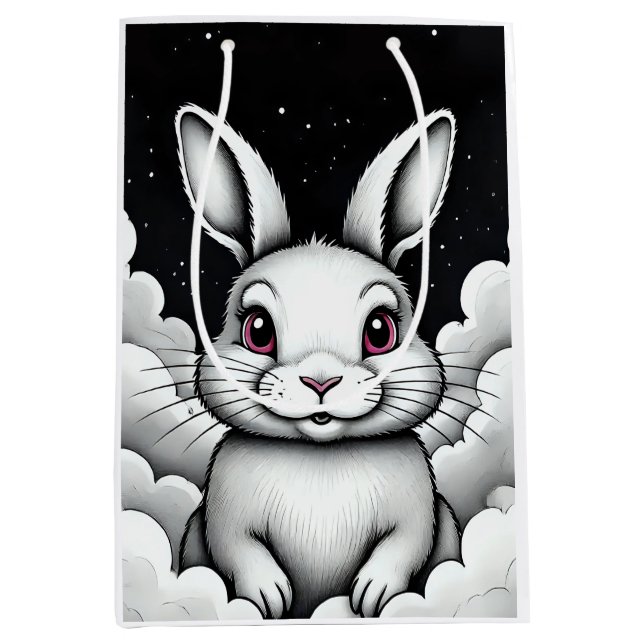 Sacola Para Presentes Média Vibes do Céu Tranquilo Coelhinho Celestial (Frente)