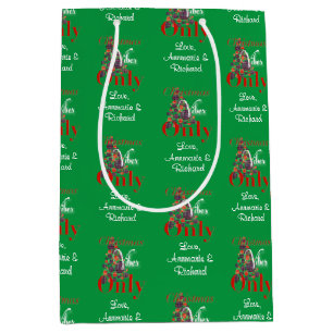 Sacola Para Presentes Média Víblias de Natal Apenas Árvore Verde Abstrato Verm