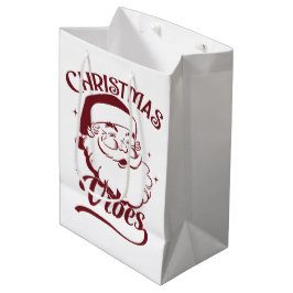 Sacola Para Presentes Média Vibrações de Natal Design Vintage