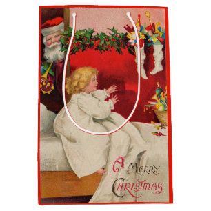 Sacola Para Presentes Média VIctorian Natal manhã Feliz Natal