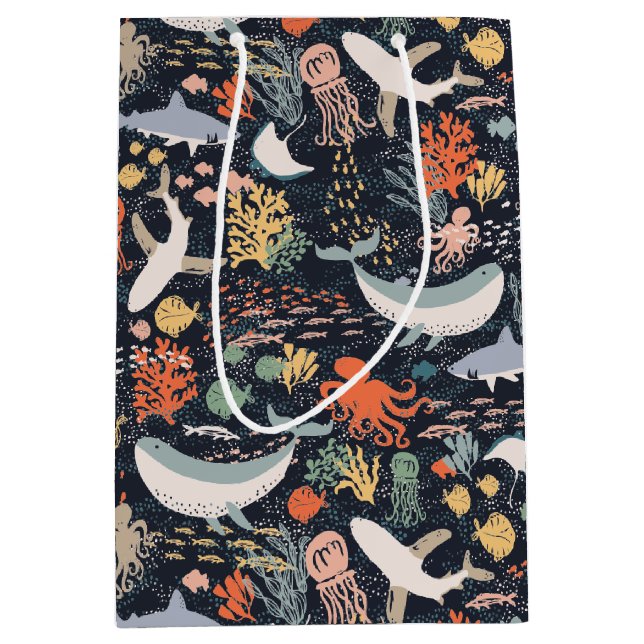 Sacola Para Presentes Média Vida marinha (Frente)