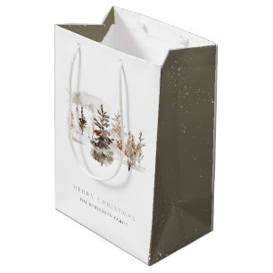 Sacola Para Presentes Média Vidro de inverno Paisagem de inverno Bag de presen