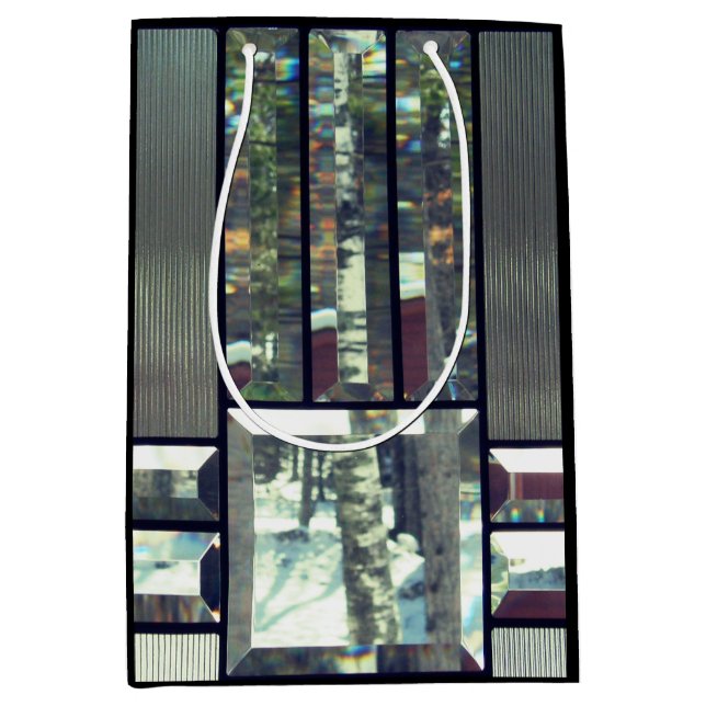 Sacola Para Presentes Média Vidro esticado metálico esmerilado é prateado (Frente)