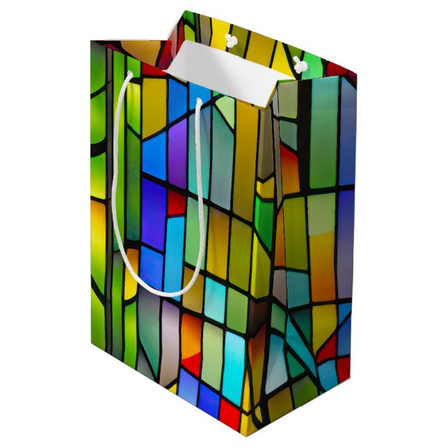 Sacola Para Presentes Média Vidro Manchado de Néon (Verso inclinado)