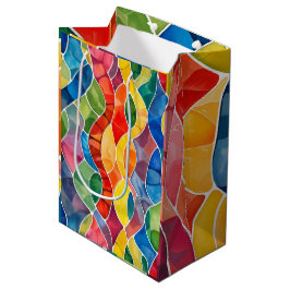 Sacola Para Presentes Média Vidro Pintado Arco-íris Aquarela