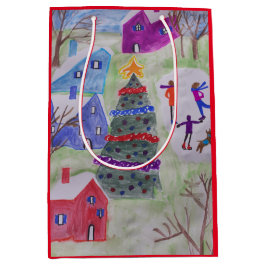 Sacola Para Presentes Média Vila de Natal