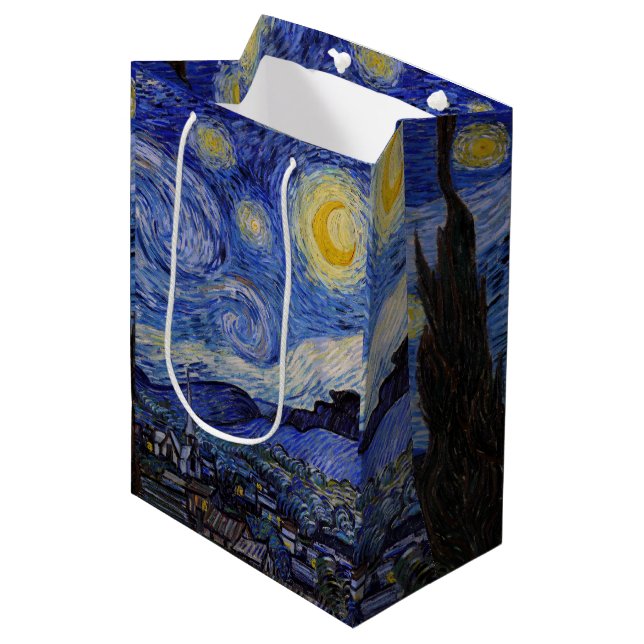 Sacola Para Presentes Média Vincent Van Gogh - A noite de Starry (Frente inclinada)