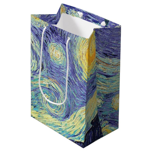 Sacola Para Presentes Média Vincent Van Gogh A Noite Estrelada   (Frente inclinada)