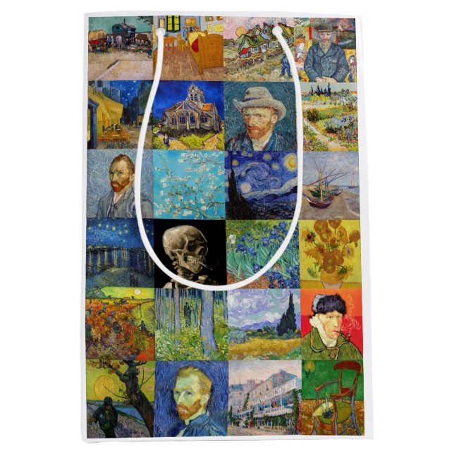 Sacola Para Presentes Média Vincent van Gogh - Masterworks Mosaic Patchwork (Frente)