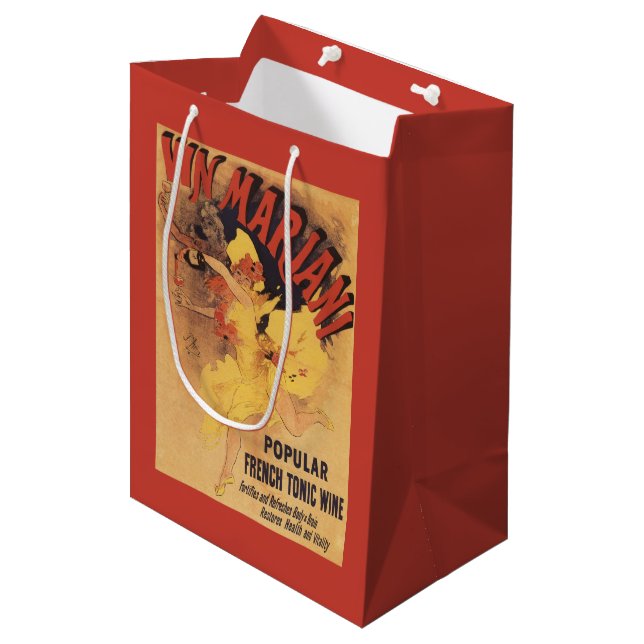 Sacola Para Presentes Média Vinho de derramamento da menina de dança de Vin (Frente inclinada)