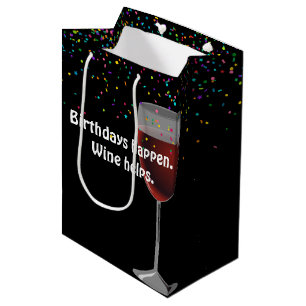 Sacola Para Presentes Média Vinho Vermelho Aniversário Saco de Presente Médi