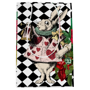 Sacola Para Presentes Média Vintage Alice no Coelho Branco da Maravilha
