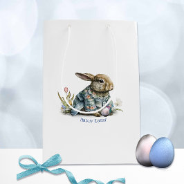 Sacola Para Presentes Média Vintage Baby Easter Bunny Gift Bag