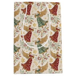 Sacola Para Presentes Média Vintage Christmas Angels