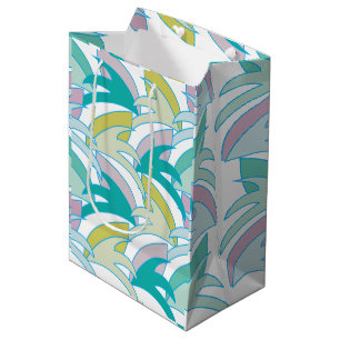 Sacola Para Presentes Média Vintage Colorida Tropical Leaves Vintage
