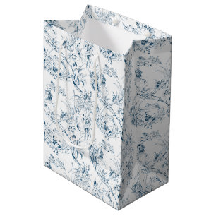 Sacola Para Presentes Média Vintage com gravação de fantasia floral francesa