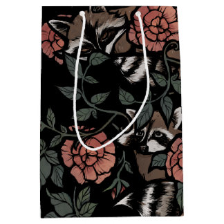 Sacola Para Presentes Média Vintage Dusty Rosa Raccoons
