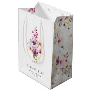 Sacola Para Presentes Média Vintage Floral Obrigado Gift Bag