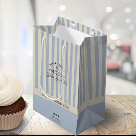 Sacola Para Presentes Média Vintage French Blue Bakery Logotipo comercial com 