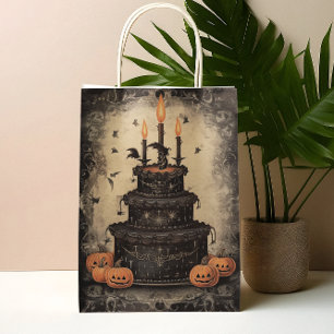 Sacola Para Presentes Média Vintage Halloween Cake Birthday