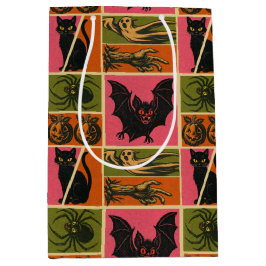 Sacola Para Presentes Média Vintage Halloween Pattern