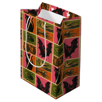 Sacola Para Presentes Média Vintage Halloween Pattern