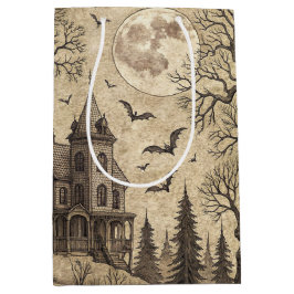 Sacola Para Presentes Média Vintage Haunted House & Full Moon