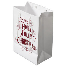 Sacola Para Presentes Média Vintage Holly Jolly Christmas