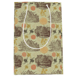 Sacola Para Presentes Média Vintage Honey Bumblebee Sage