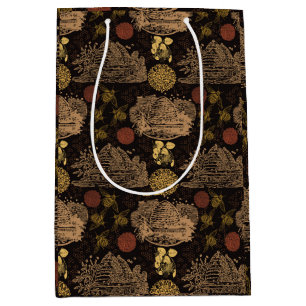 Sacola Para Presentes Média Vintage Honeycomb Bee Black