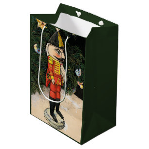Sacola Para Presentes Média Vintage Nutcracker Sob Árvore De Natal