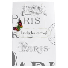 Sacola Para Presentes Média Vintage Paris Themed Festa de casamento Personaliz