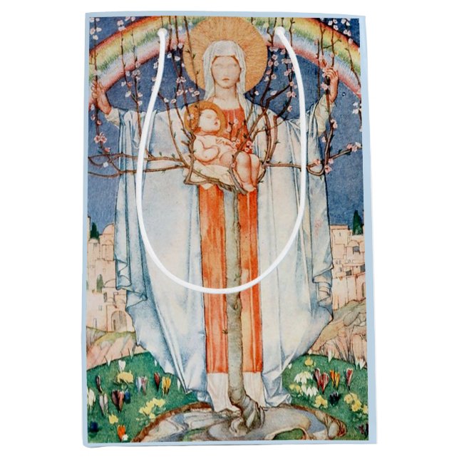 Sacola Para Presentes Média Vintage Páscoa religiosa (Frente)