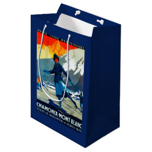 Sacola Para Presentes Média Vintage PosterEurope de Chamonix-Mont Blanc