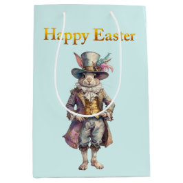Sacola Para Presentes Média Vintage rabbit top hat Happy Easter