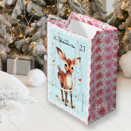 Sacola Para Presentes Média Vintage Stamp Kitsch Reindet Nome do Retro Natal