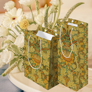 Sacola Para Presentes Média Vintage William Morris Laranja Amarelo Verde