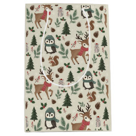 Sacola Para Presentes Média Vintage Woodland Baby Deer Woodsy Natal