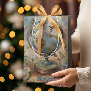 Sacola Para Presentes Média Vintage World Viagem Art Personalizado