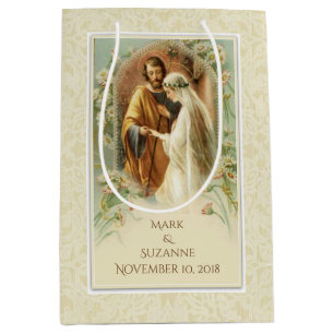 Sacola Para Presentes Média Virgem Maria & católico do casamento de St Joseph