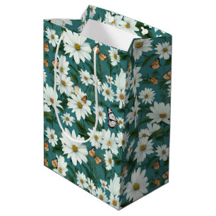Sacola Para Presentes Média Visitas Brancas e Borboletas
