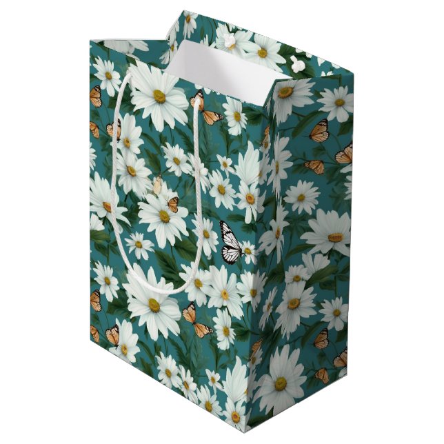 Sacola Para Presentes Média Visitas Brancas e Borboletas (Verso inclinado)