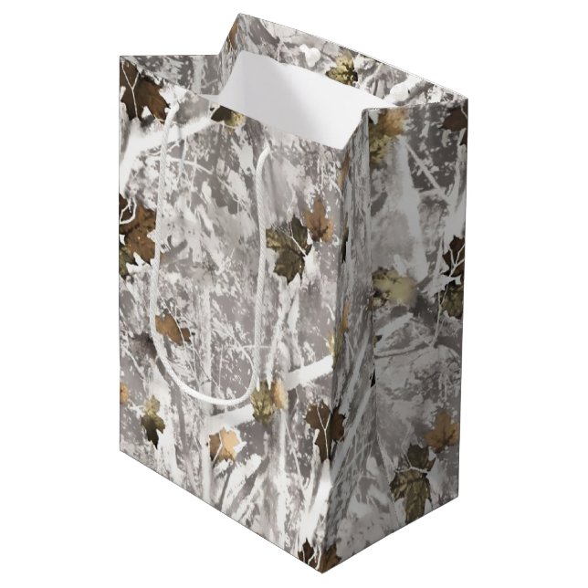 Sacola Para Presentes Média Visual de Camuflagem para Caça de Inverno (Frente inclinada)