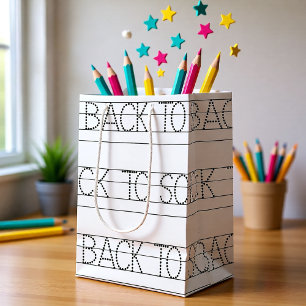 Sacola Para Presentes Média Voltar para a Escola Caderno Linhado Estilo Profes