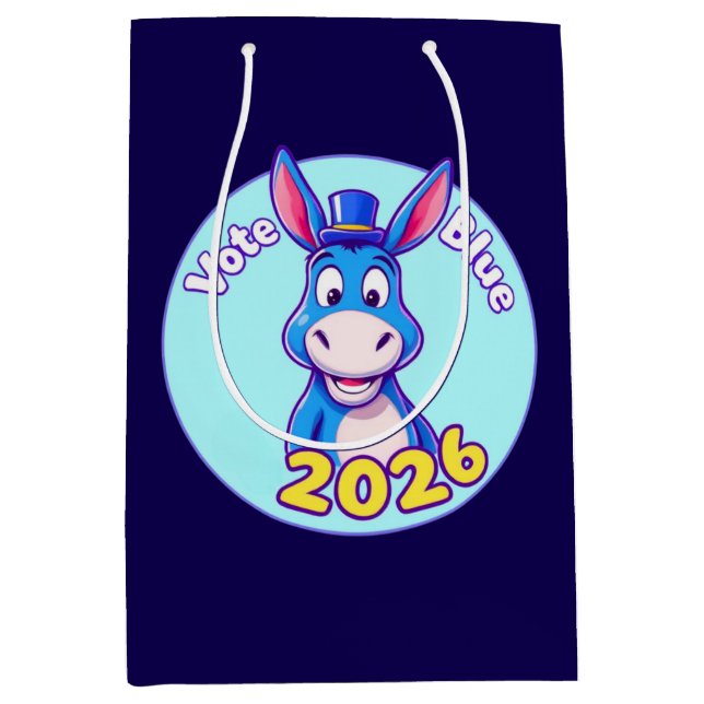 Sacola Para Presentes Média votação azul em 2026 (Frente)