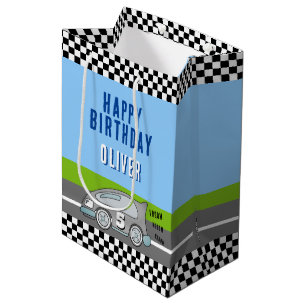 Sacola Para Presentes Média Vroom Vroom Racing Car Road Name Feliz Aniversário