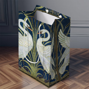 Sacola Para Presentes Média Walter Crane Dois Swans Art Nouveau Vintage Decor