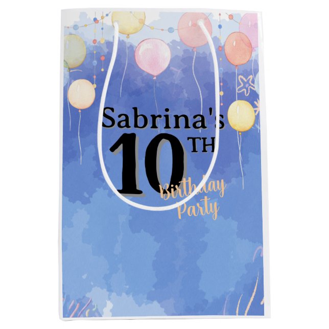 Sacola Para Presentes Média Watercolor Blue Sky (Frente)