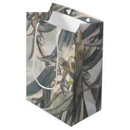 Sacola Para Presentes Média Watercolor Eucalyptus deixa verde